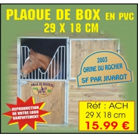 Plaque de box : Réf ACH 29 x 18 cm